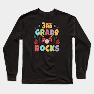 3rd Grade Rocks 1st Day Of School Back to School Guitar Long Sleeve T-Shirt